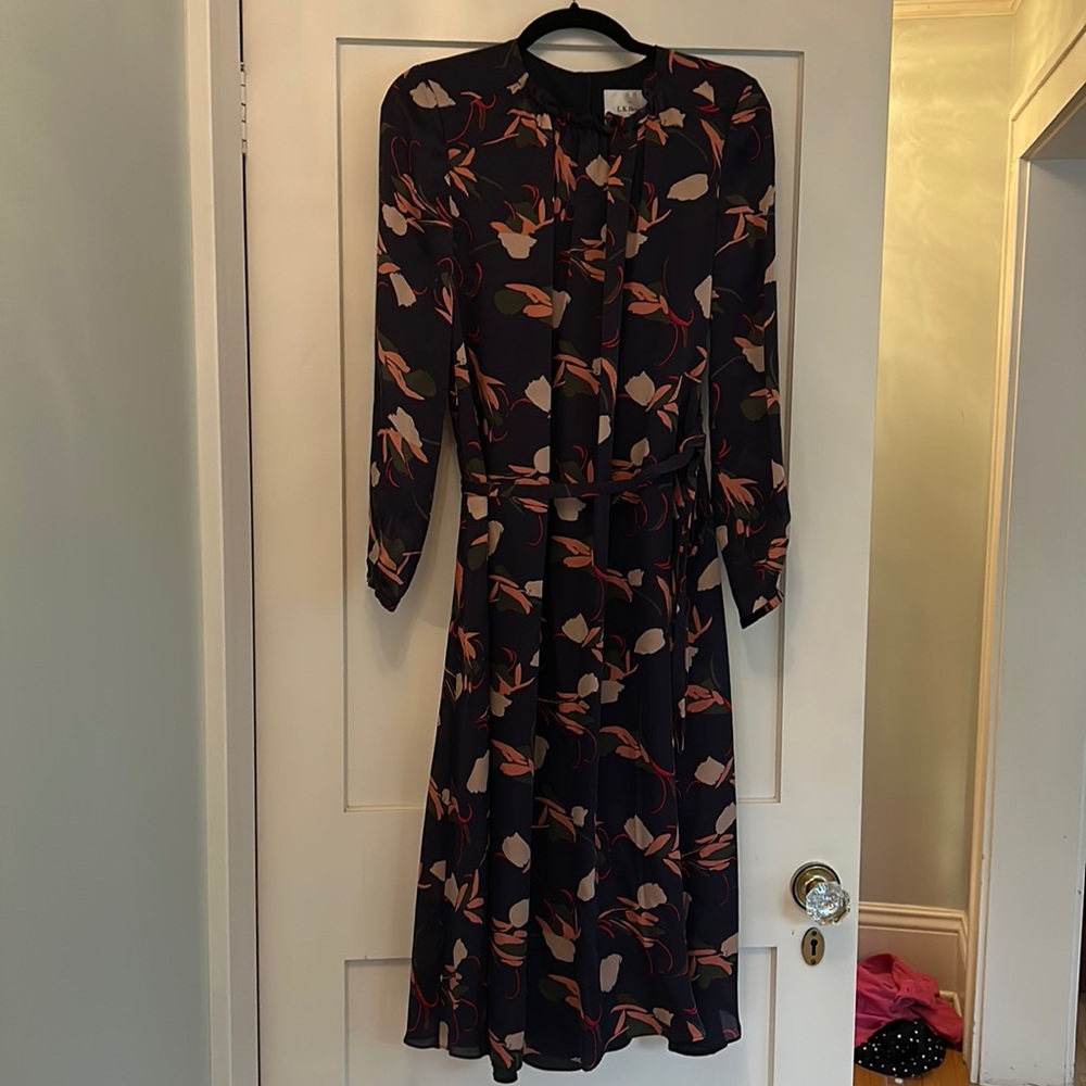 NWT LK Bennett Yadira Floral-Print Silk Midi Dress - Flawed